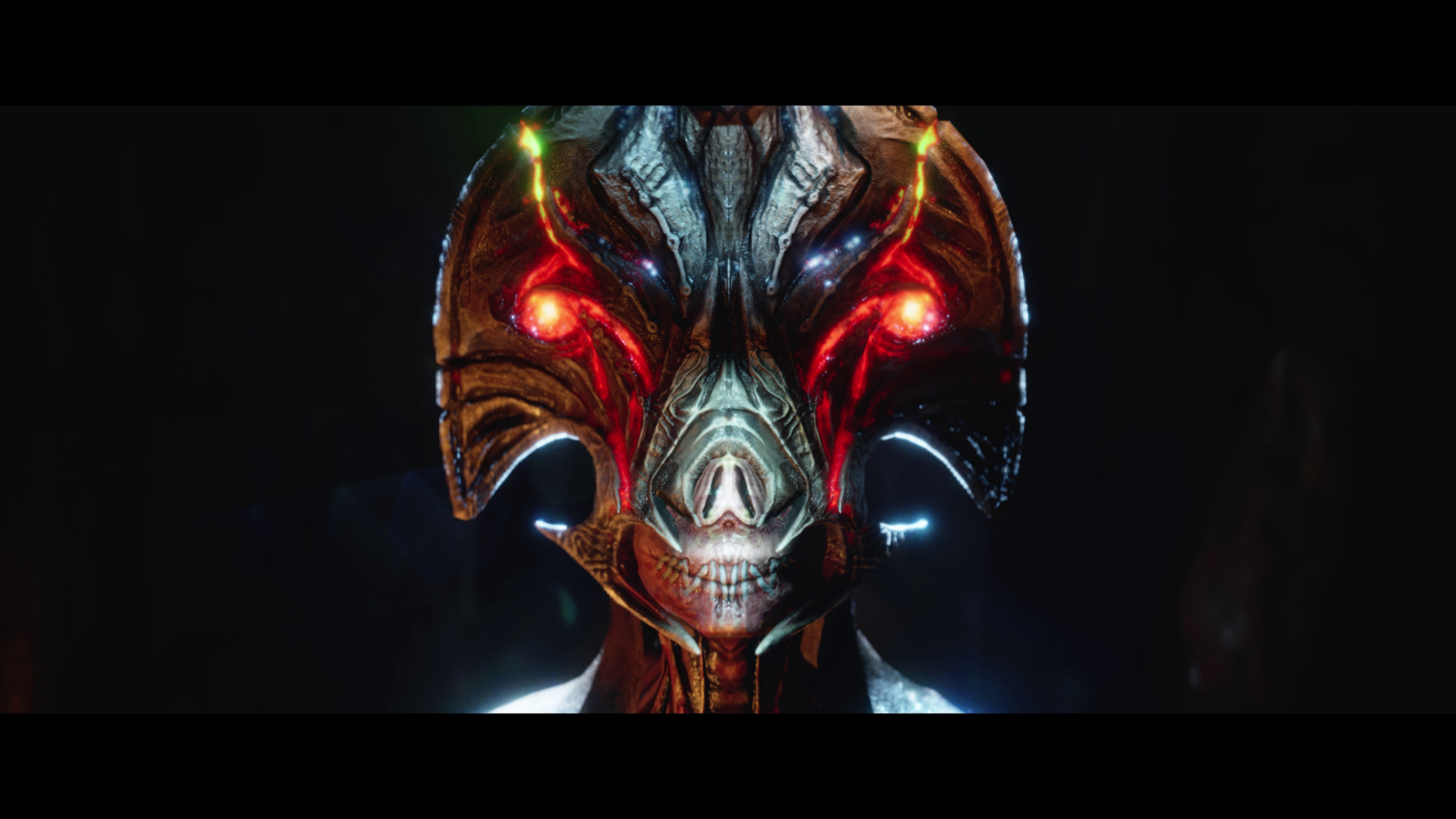 A glowing ritual mask from Devil of the Plague